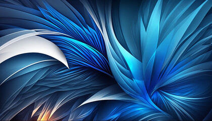 Wall Mural - swirling blue abstract background with 3d waves. generative ai