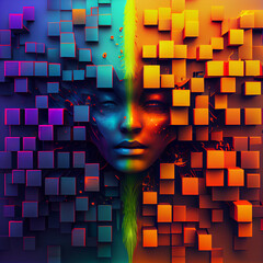 Wall Mural - Grey, Glossy Blocks Perfectly Arranged to create a Innovative Tech Background. Created by AI. AI photo