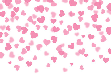 Wall Mural - pink  faliing blurry heart confetti  isolated on transparent background, cut out, PNG illustration.