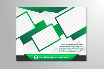 Poster - gradient Green banner design web template. horizontal layout header banner. Modern cover background for website design, Social Media Cover ads banner, flyer, invitation card. space photo collage.