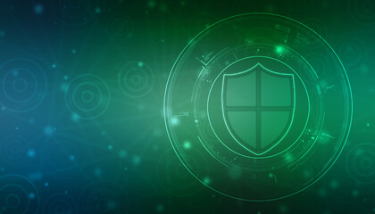 Protect and Security concept. Digital Shield on abstract technology background, Cyber security and information or network protection. Future technology web services for business and internet project