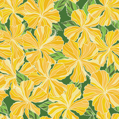 Wall Mural - Hibiscus flower seamless pattern. Vector illustration Batik floral design background. 