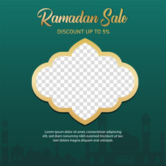 Ramadan sale label badge banner design background 5% off