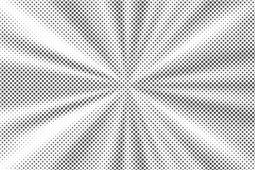 Poster - Halftone dotted background. Retro radial texture. Monochrome gradation effect. Vector pattern