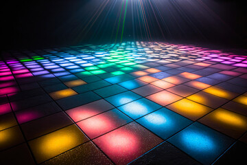 A dance floor with projectors and lighting effects - Generative AI