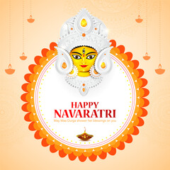 Wall Mural - Vector illustration of Happy Navratri wishes greeting card