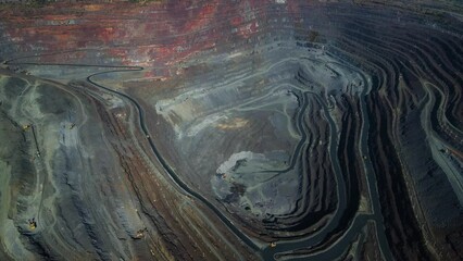 Wall Mural - quarry mining iron ore top view drone