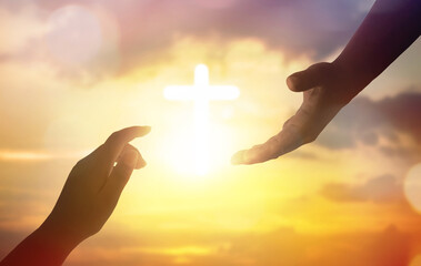 Wall Mural - international day of peace concept: the hand of god's help