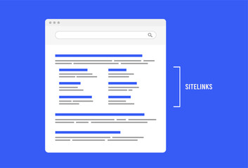 Poster - Sitelinks - search engine feature providing quick navigation to specific parts of website. SEO optimizing sitelinks can improve websites ranking on the search engine result page - SERP