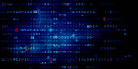Poster - 2d illustration abstract digital binary data on computer screen