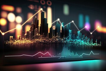 Business digital graph chart in stock trade market. Growth investment. Generative AI