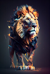 Leinwandbilder - Beautiful abstract geometric lion concept.