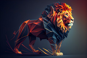 Leinwandbilder - Beautiful abstract geometric lion concept Generative AI technology.