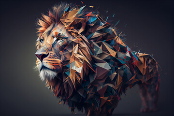 Leinwandbilder - Beautiful abstract geometric lion concept