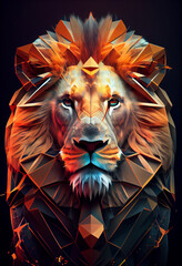 Poster - Beautiful abstract geometric lion concept