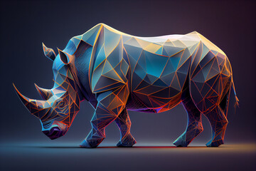 Poster - Beautiful abstract geometric rhinoceros concept