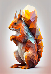 Poster - Beautiful abstract geometric squirrel concept Generative AI technology.