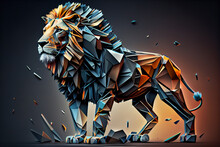 Beautiful Abstract Geometric Lion Concept 