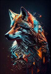 Poster - Beautiful abstract geometric wolf concept
