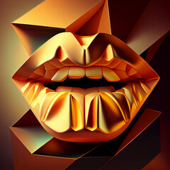 Poster - Beautiful abstract geometric woman’s lips concept, contemporary colors and mood social background.