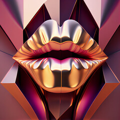 Poster - Beautiful abstract woman’s lips concept, contemporary colors and mood social background.