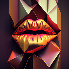 Poster - Beautiful abstract woman’s lips concept, contemporary colors and mood social background.