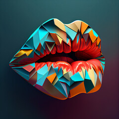 Poster - Beautiful abstract woman’s lips concept, contemporary colors and mood social background.