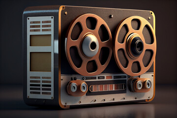 Wall Mural - Beautiful old vintage Reel tape recorder in color light