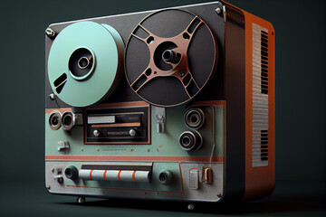 Sticker - Beautiful old vintage Reel tape recorder in color light