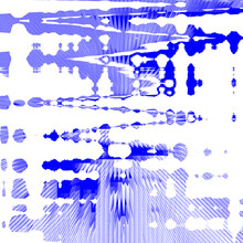Blue Abstract Messy Grunge Shapes And Pattern With Wave And Curves. Illusion Of 3d Distance And Depth. Blob Rows And Jagged Texture Backdrop On White Square Background