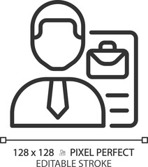 Poster - Recruitment pixel perfect linear icon. Hiring process. Choosing candidate. Job position. Headhunting. Application. Thin line illustration. Contour symbol. Vector outline drawing. Editable stroke