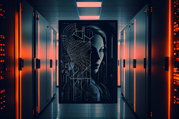 Aufkleber - ABSTRACT advanced artificial intelligence for the future rise in technological singularity using deep learning algorithms