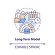 Long-term model concept icon. Full-time job requirement. IT staffing model abstract idea thin line illustration. Isolated outline drawing. Editable stroke. Arial, Myriad Pro-Bold fonts used