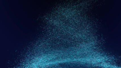 Poster - 4K particle tornado, motion Background. Abstract background with connecting dots. Vortex. Wave of particles. Whirlpool of mixed particles of, flying on dark background.
