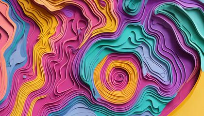 Wall Mural - colourful rainbow sea wavy line paper decoration