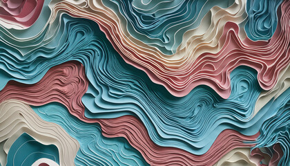  colourful rainbow sea wavy line paper decoration