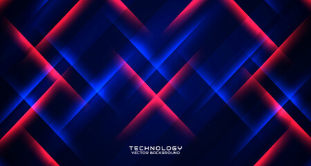 Wall Mural - 3D red blue techno abstract background overlap layer on dark space with glowing x letters. Style concept cut out. Graphic design element for banner flyer, card, brochure cover, or landing page