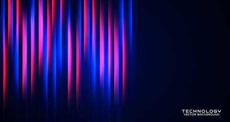 Poster - 3D red blue techno abstract background overlap layer on dark space with glowing effect decoration. Style concept cut out. Graphic design element for banner flyer, card, brochure cover, or landing page