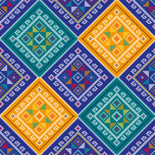 Filipino Traditional Vector Pattern Folk Art - Yakan Weaving Style Inspired Vector Design, Geometric Textile Or Fabric Print From Philippines
