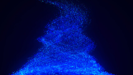 Poster - Particle tornado, motion Background. Abstract background with connecting dots. Vortex. Whirlpool bright of mixed particles of, flying on dark background. 3D rendering.