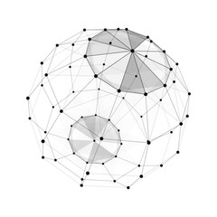 Poster - Sphere made up of points and lines. Network connection structure. Big data visualization. Vector illusration.