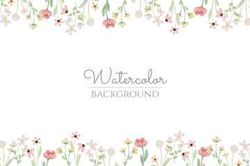 Wall Mural - watercolor tiny wild flower botanical banner background