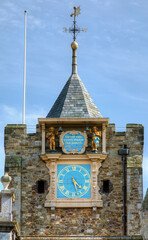 Canvas Print - The Bell Tower of the Parish Church of St Mary, with the Clock and the Quarter Boys, Rye, England