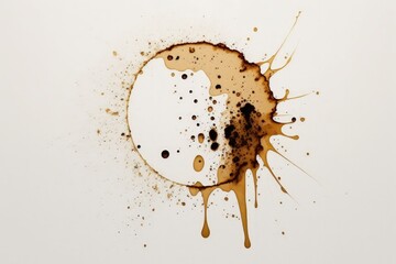 Poster - Coffee stains isolated on a white backdrop. Generative AI