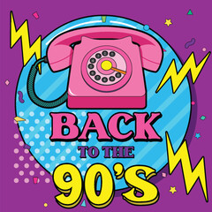 Wall Mural - 90s party poster template