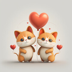 Sticker - Valentine's Day, cats and their love balloons representing love