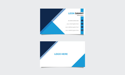 Poster - Double sided vector business card design.Elegant blue color name card template.