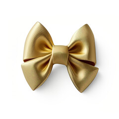 Poster - Gold fabric bow. Satin, silk ribbon, decorative decoration for a gift. AI generated. Transparent background, PNG.