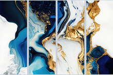 Modern Amazing Stylish Blue Gold Wavey Posters, Wallpapers, Frames  Home Interior, Bedroom , Salon , Living Room... Multiple Wallpapers "Generative Ai" 