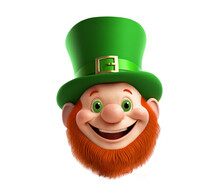 Leprechaun Head, St. Patrick's Day, Isolated, PNG With Transparency. Generative AI

